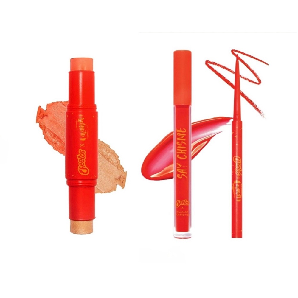 Alamar Cosmetics x Flaming Hot Cheetos Lipstick Blush & Lip Liner & Highlighter